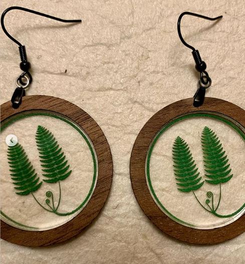 Acrylic Ferns on Cedar