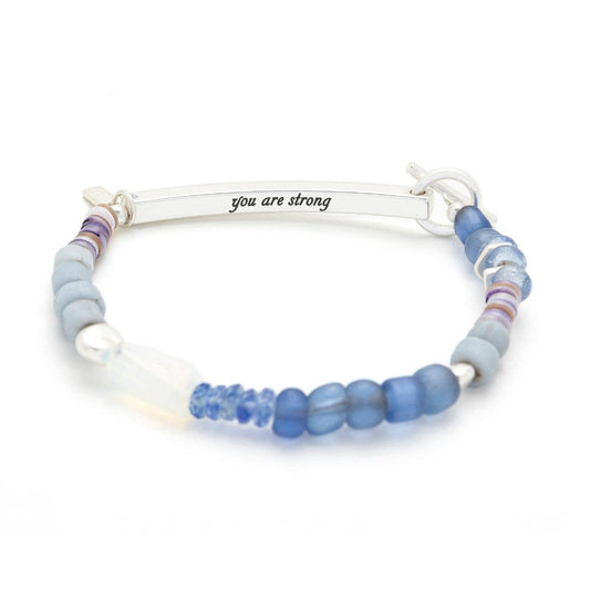 Hidden Message Bracelet - Boss B♥tch/Rose Quartz/Silver