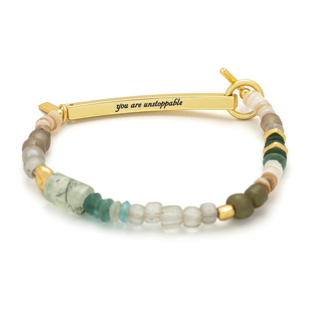 Hidden Message Bracelet - Boss B♥tch/Rose Quartz/Silver
