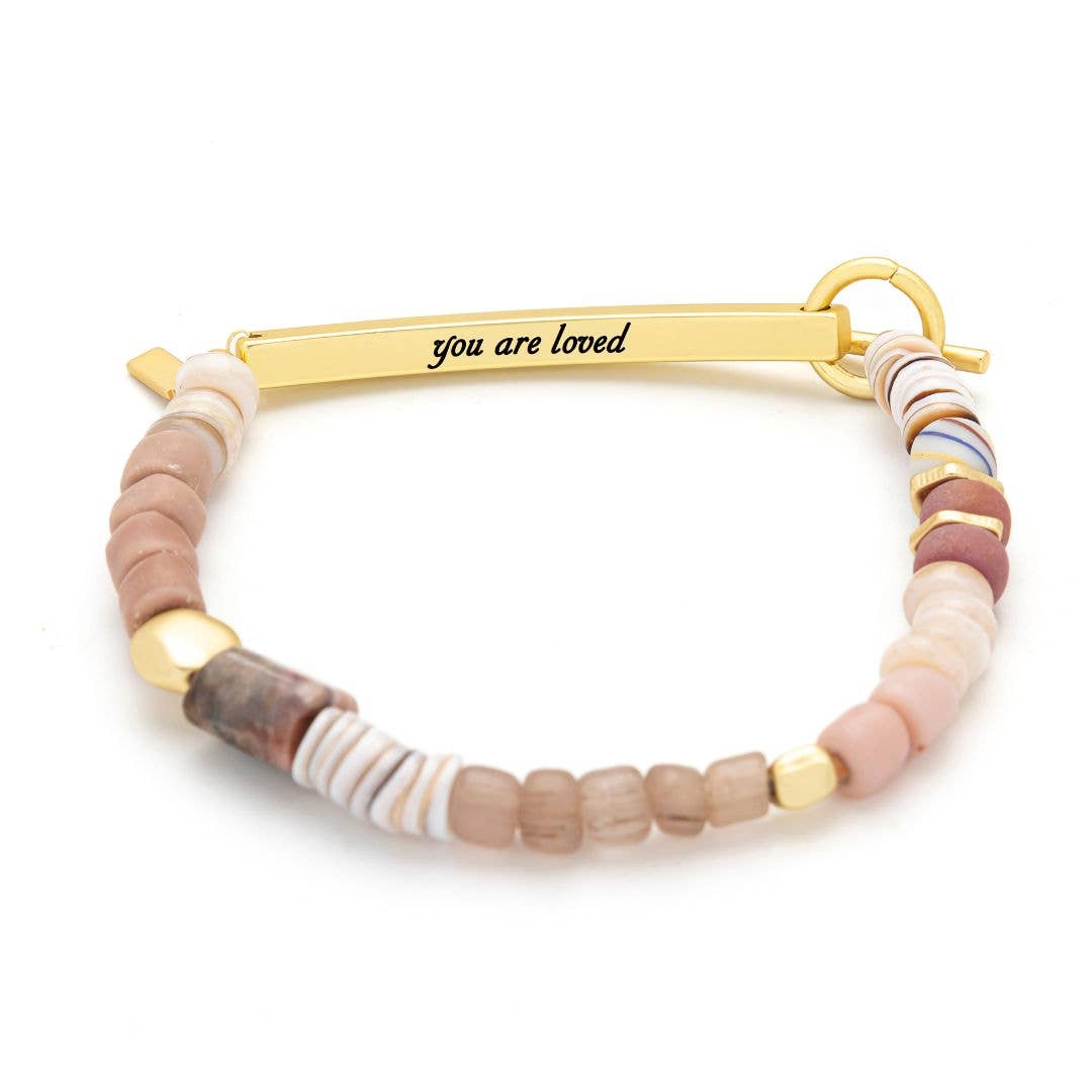 Hidden Message Bracelet - Boss B♥tch/Rose Quartz/Silver