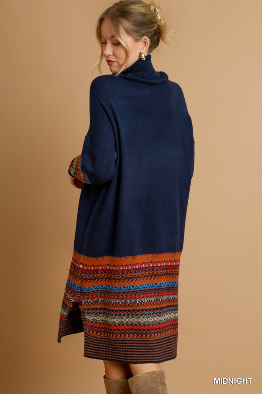 Knit Sweater Cowl Neck Dress