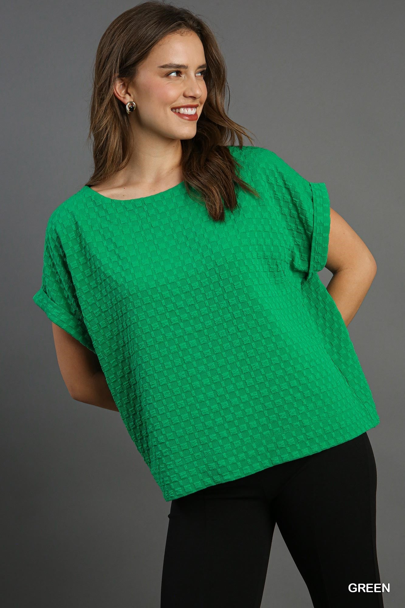 Jacquard Button Detail Top