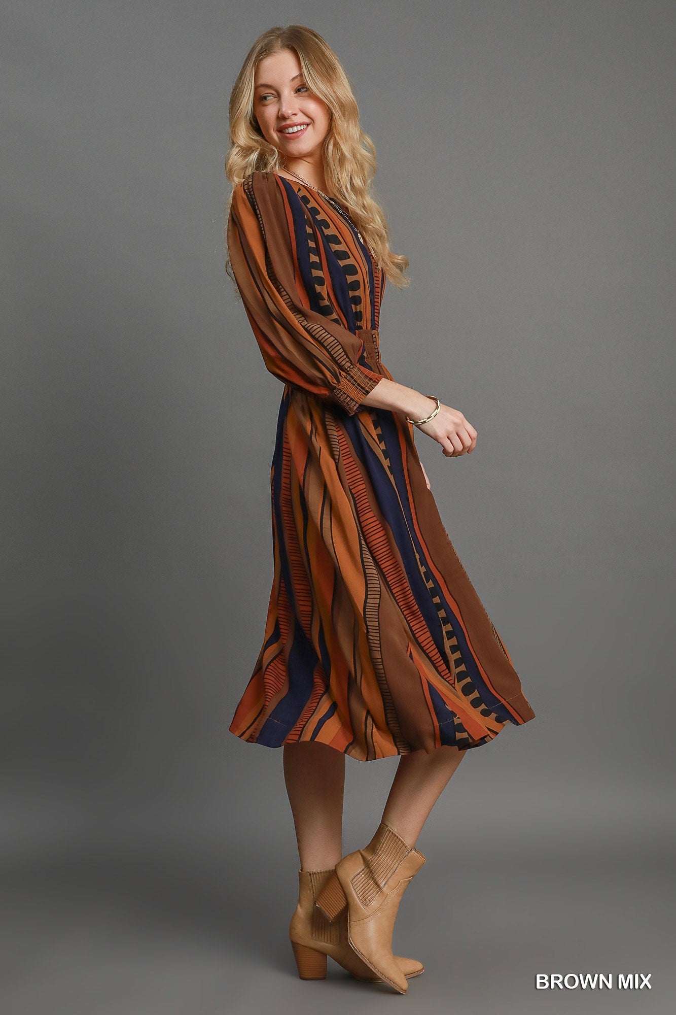 Abstract Print Midi Dress