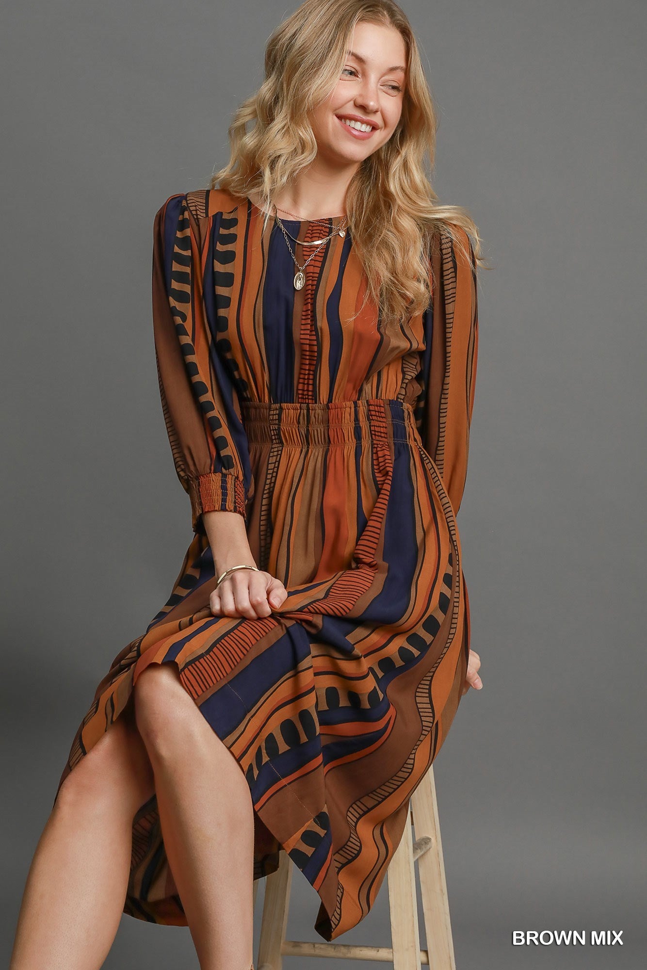 Abstract Print Midi Dress