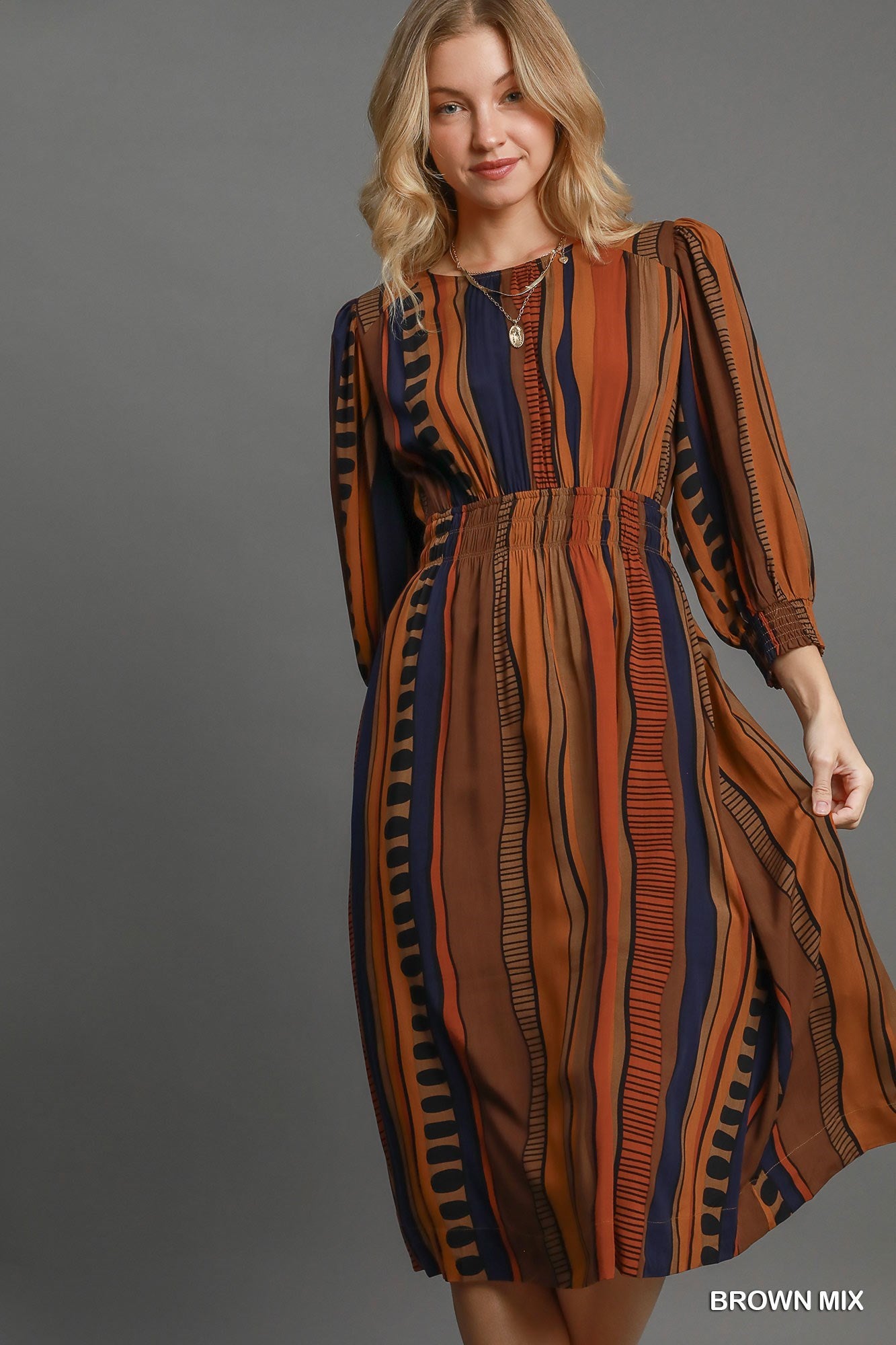 Abstract Print Midi Dress