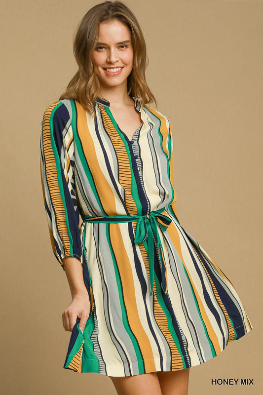 Belted Abstract Dress