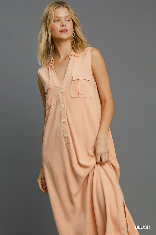 Washed Linen Sleeveless Dress