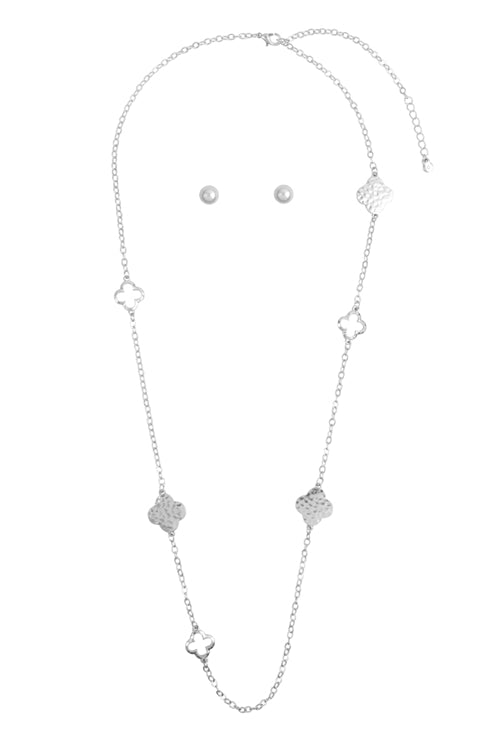 Long Clover Pattern Necklace Set