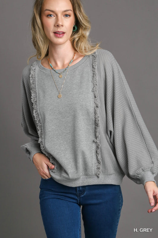 Fringe Detail Batwing Top