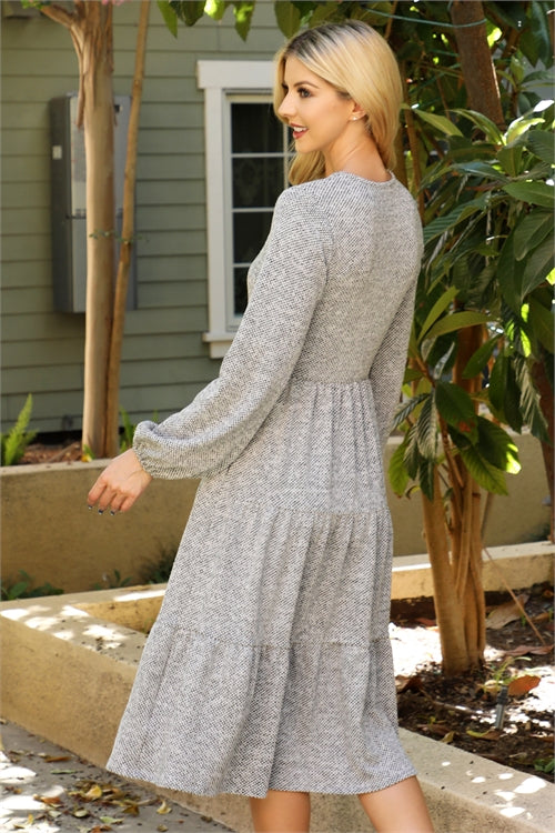 Textured Jacquard Knit Tiered Dress