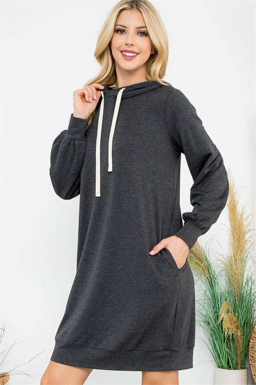 French Terry Long Sleeve Hoodie Dress