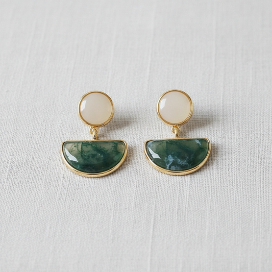 Green Acrylic Geometric Earrings