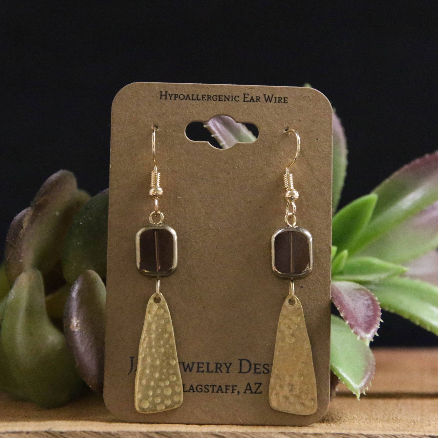 Green Glass Stone Abstract Drop Earrings