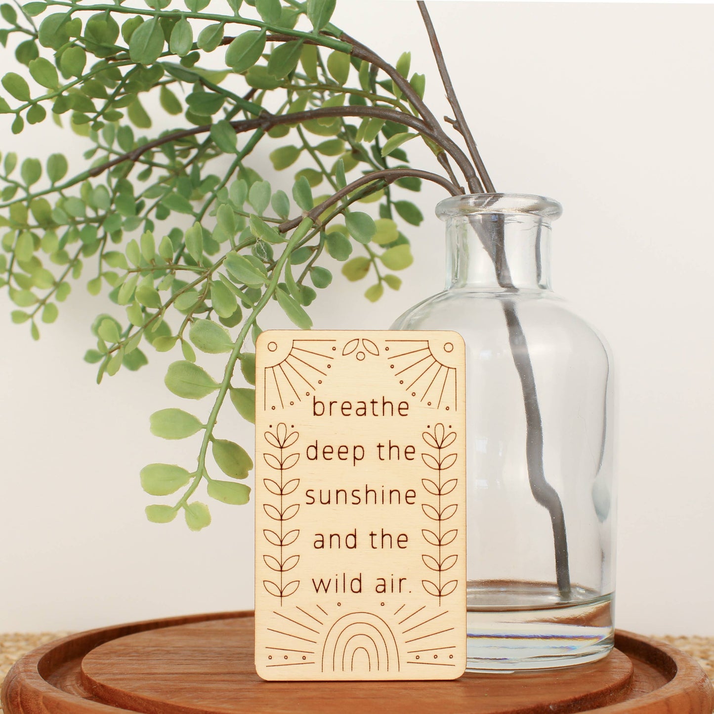 Unique mini wood encouragement + affirmation card, wild air