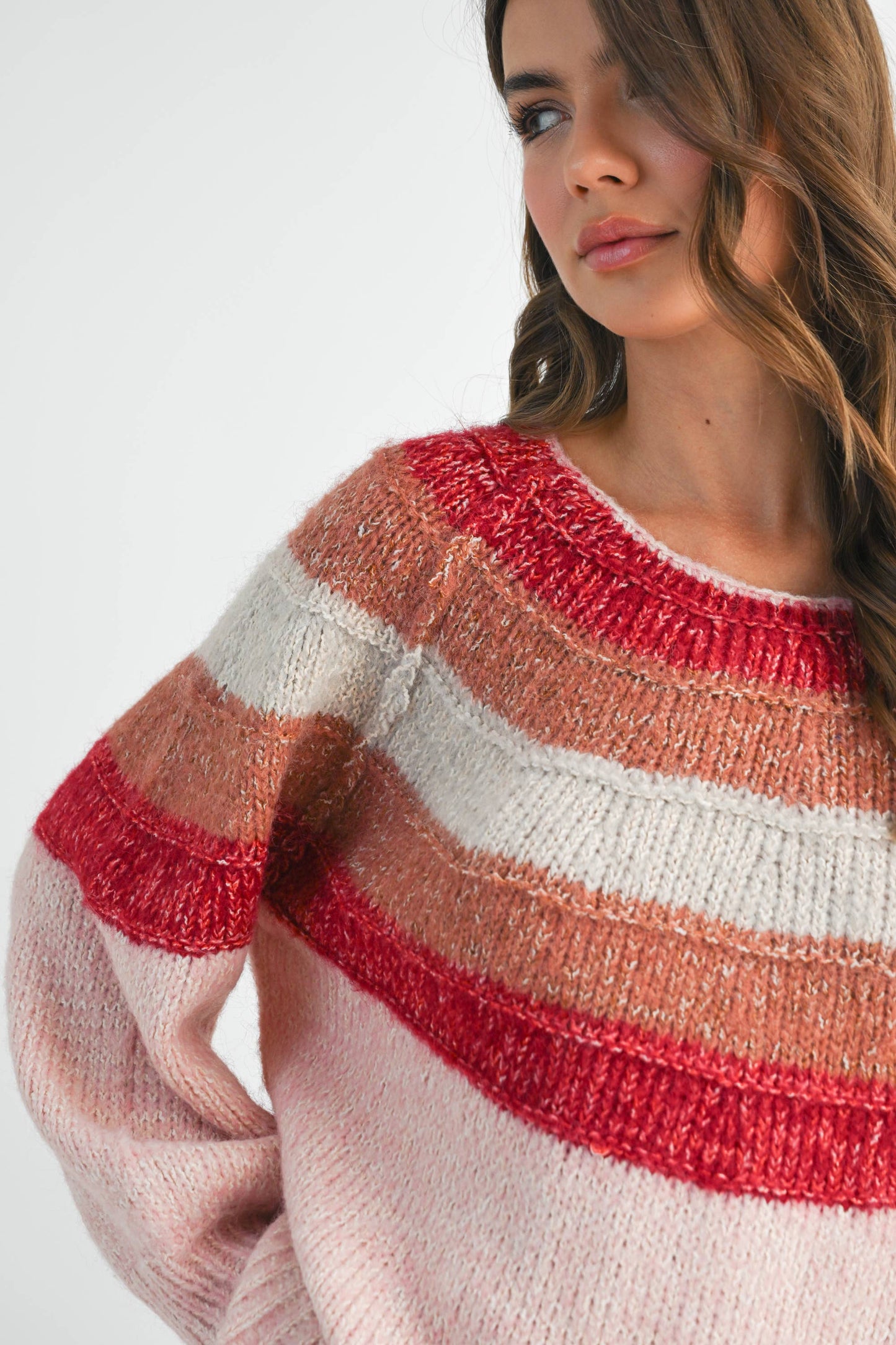 Striped Chunky Knit Pullover Sweater