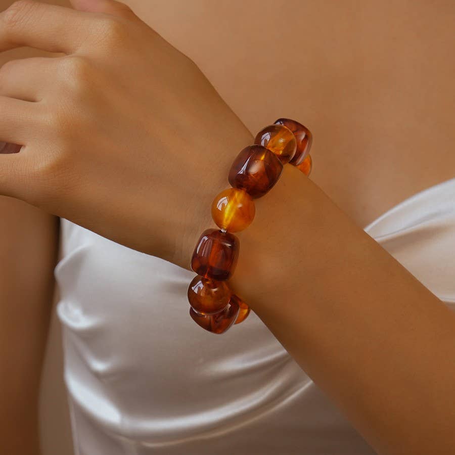 Color-Block Cube Circle Stretch Cord Bracelet | 40B5197