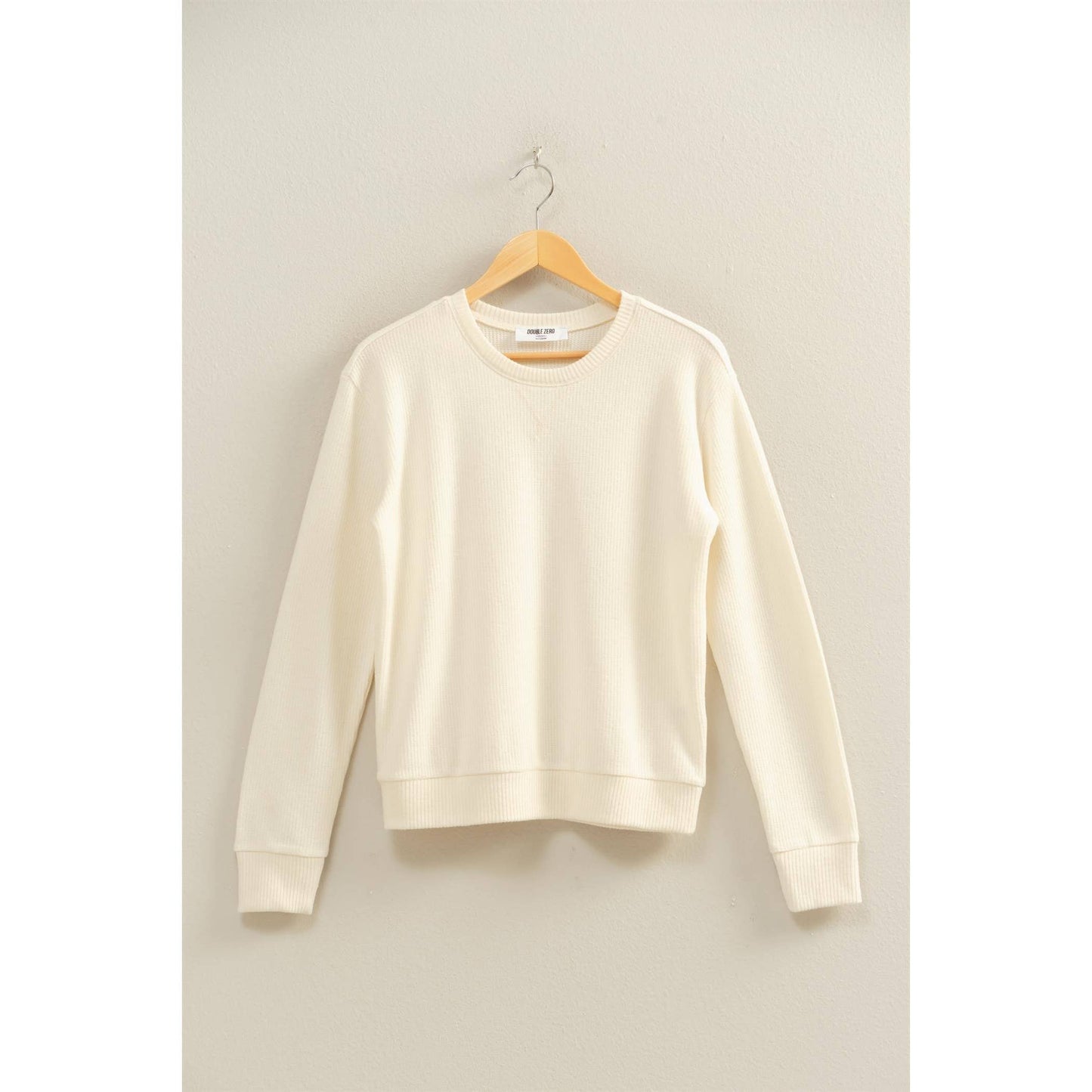 Brushed Waffle Crew Neck Long Sleeve Top