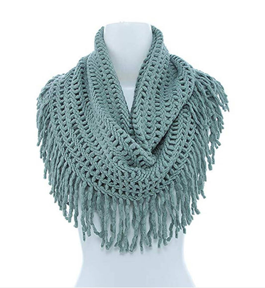 Knit Tassel Infinity Loop Scarf