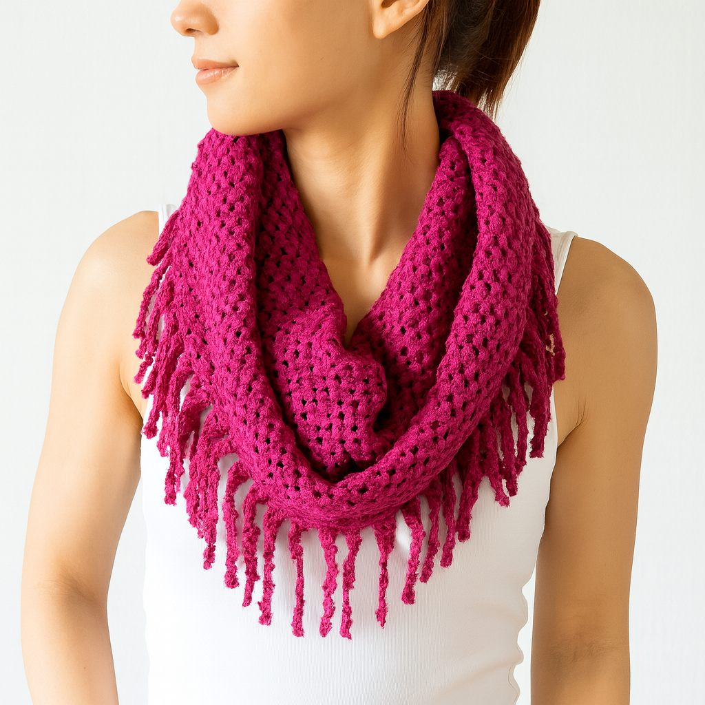 Tube-Style Scarf with Fringe