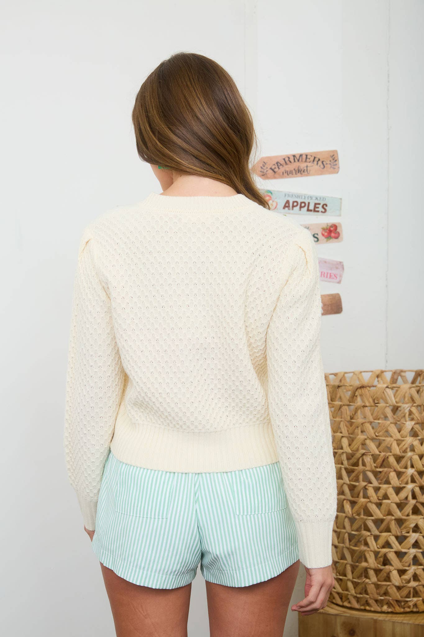 CROCHET CHERRY DETAIL BUTTON DOWN KNIT CARDIGAN