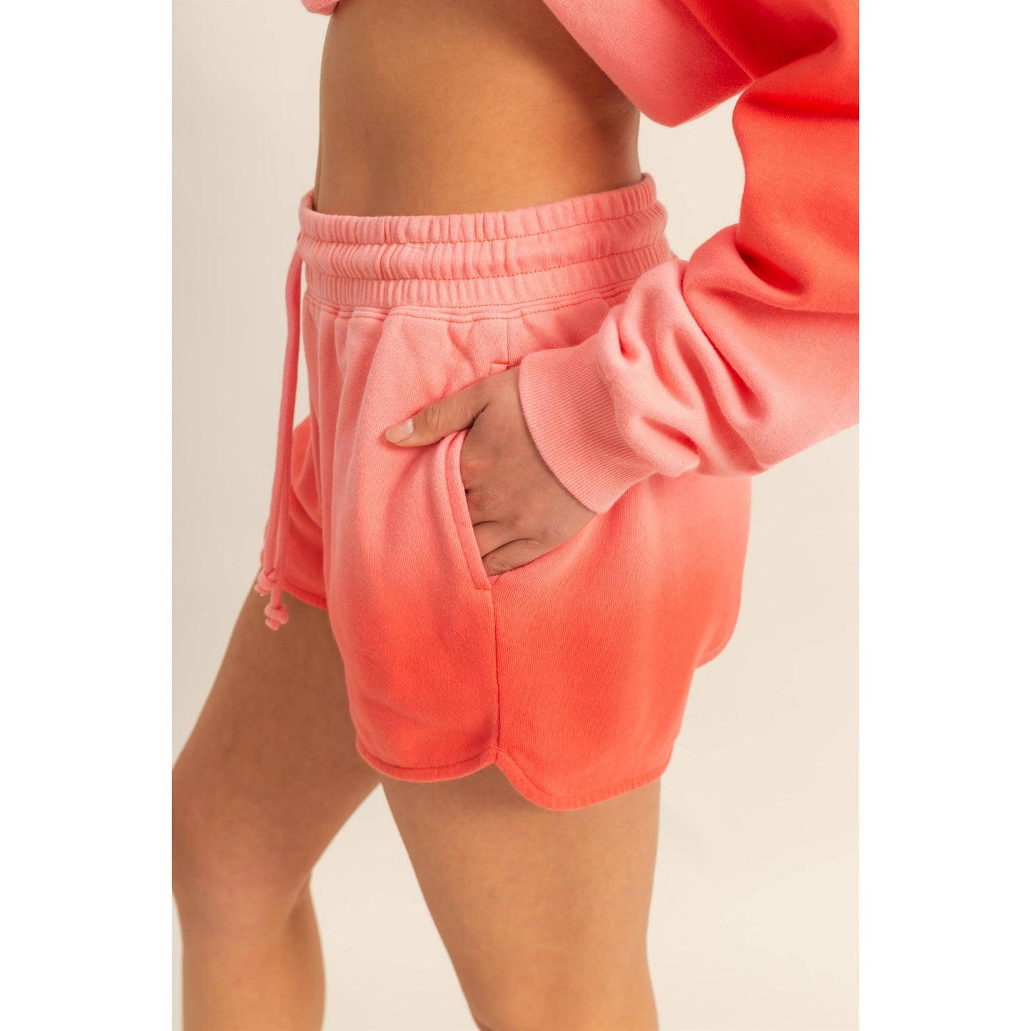 Dip Dye Drawstring Waist Shorts