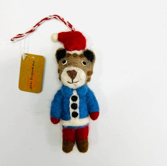 Felt Ornament Bear Red Hat