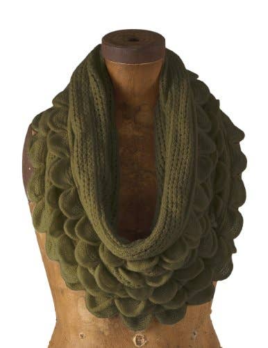 Oversized Scalloped Ruffle Knit Infinity Loop Scarf