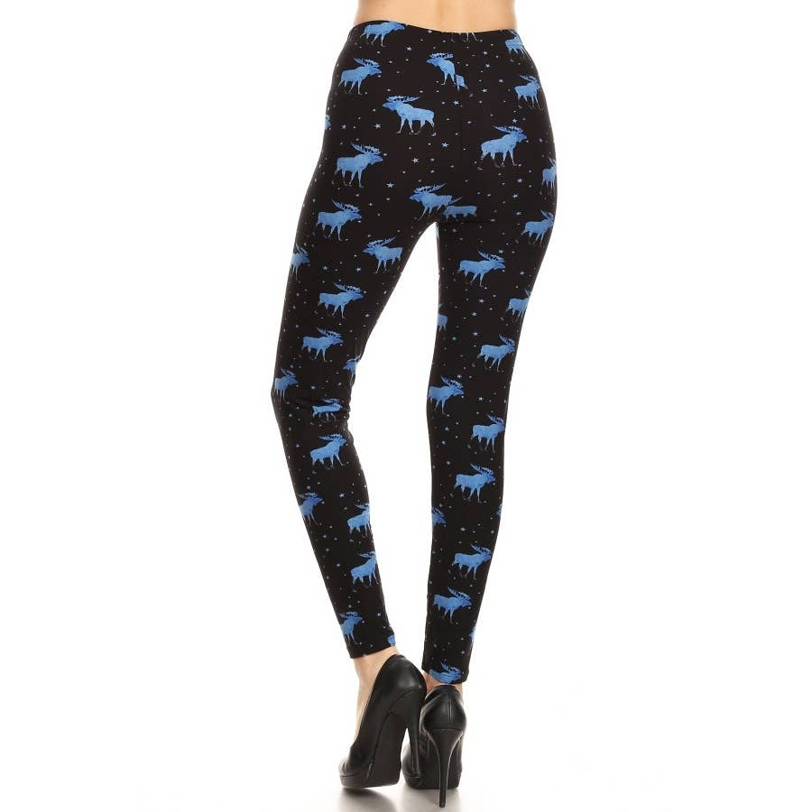 Moose Print Buttery Soft High Waist Leggings