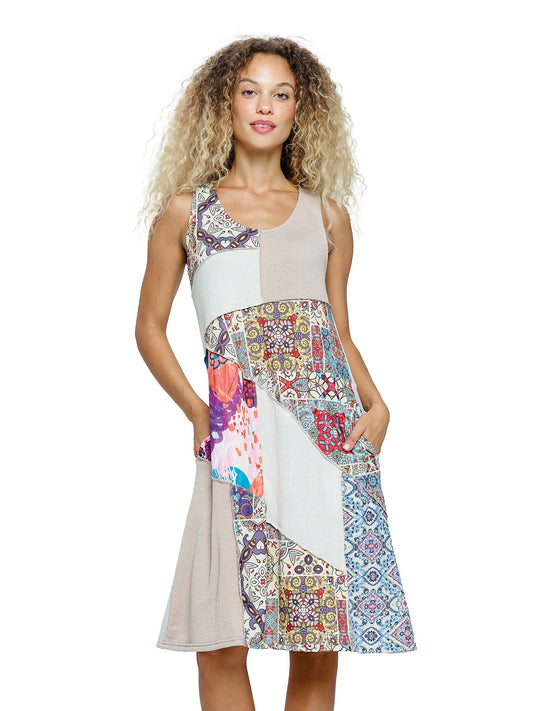 Boho Dress A-Line Patchwork