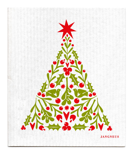 Swedish Dishcloth - Christmas Tree - Red