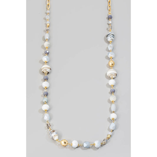 Mixed Beaded Long Chain Necklace