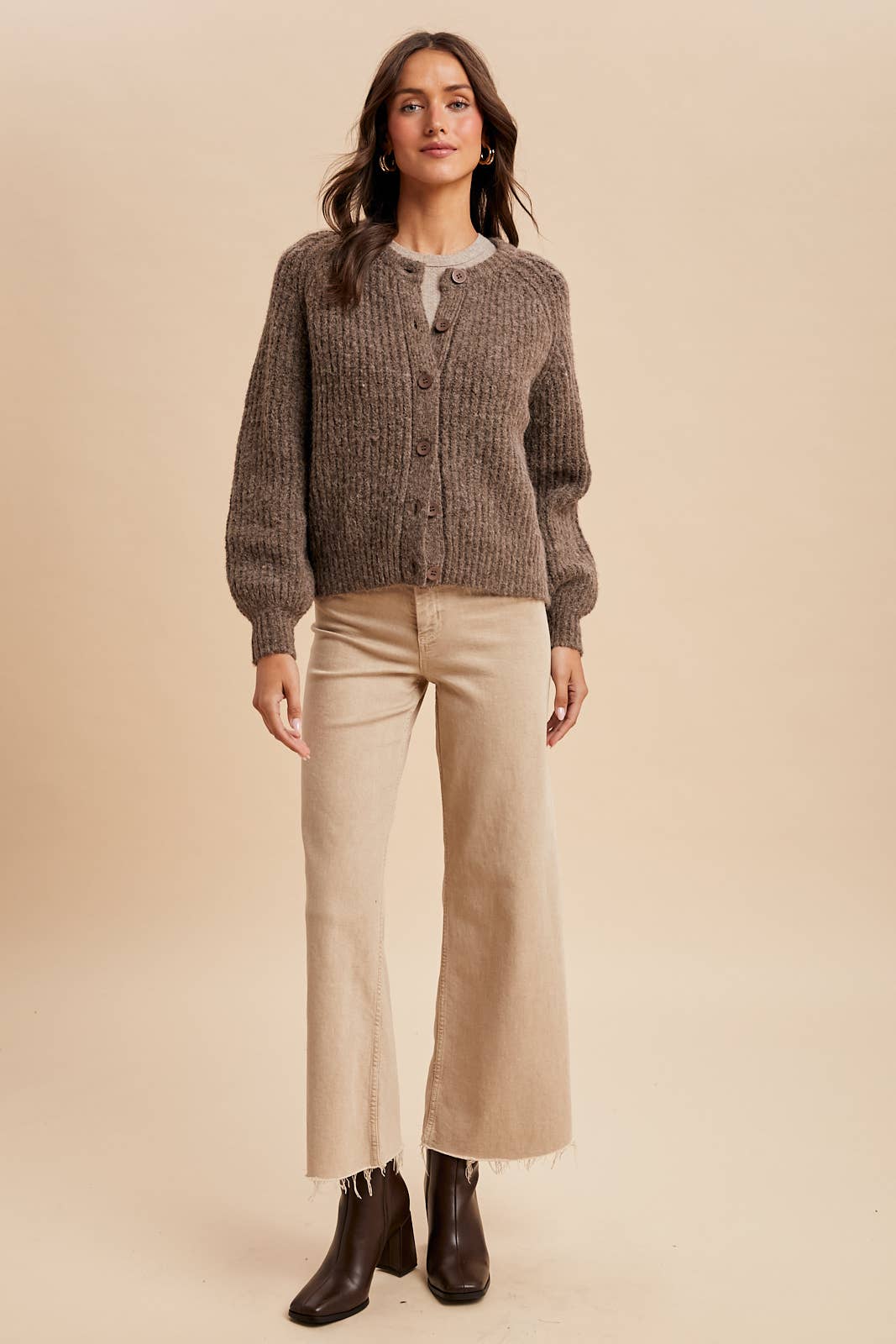 RAGLAN SLEEVE KNITTED CARDIGAN