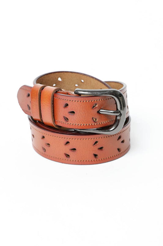 Leather Belt with Petal Design
