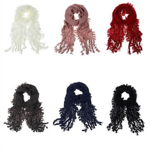 TASSEL FRINGED KNIT OBLONG SCARF