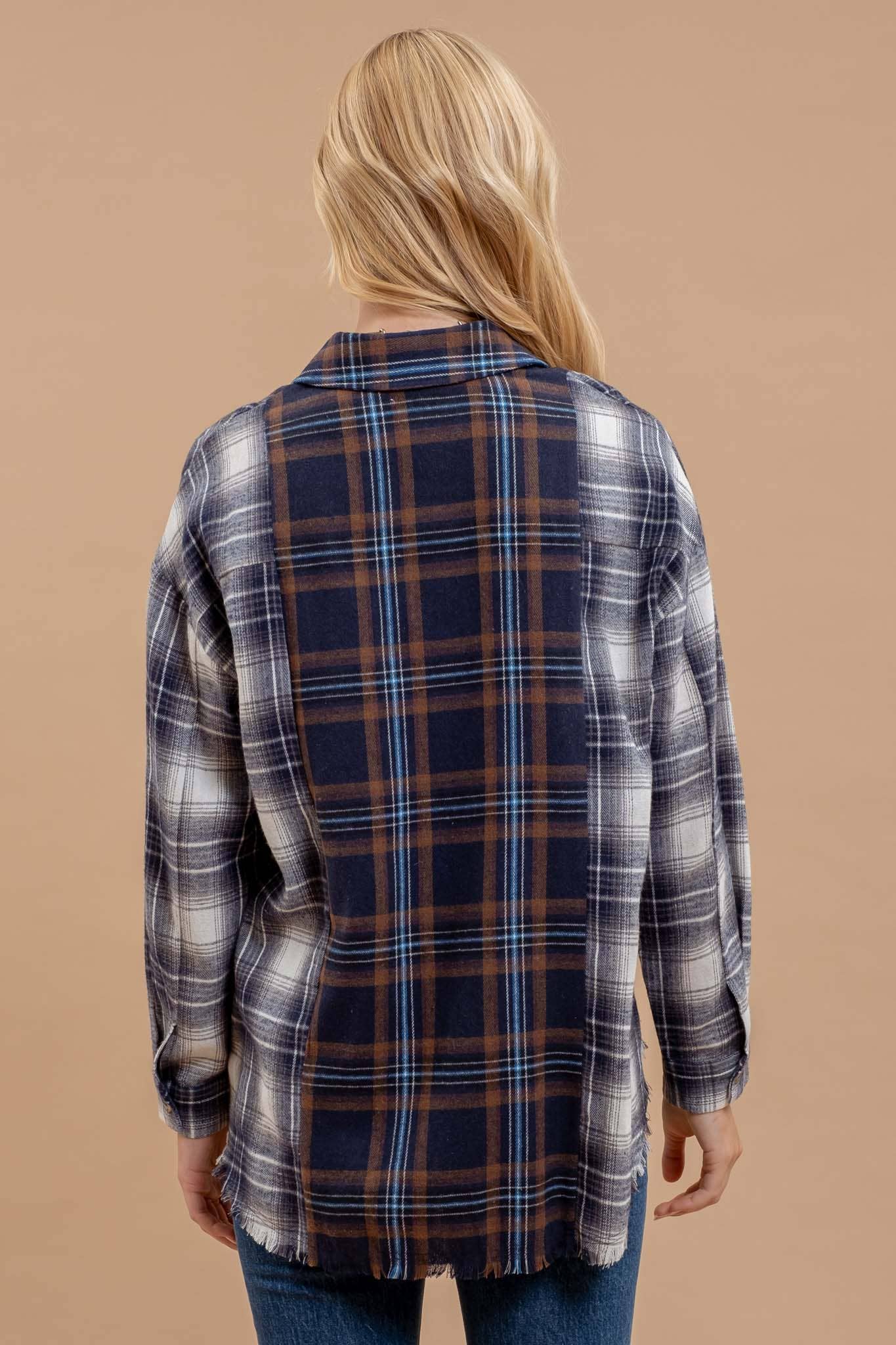 Plaid Patchwork Flannel Shirt