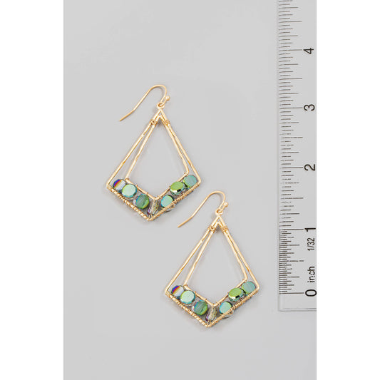 Beaded Triangular Tear Dangle Earrings