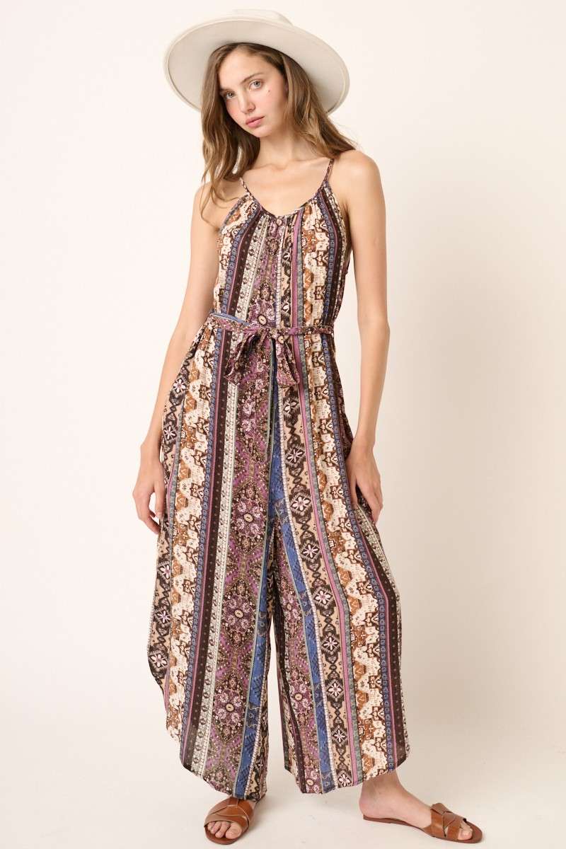 AZTEC PRINT WIDE LEG JUMPSUIT