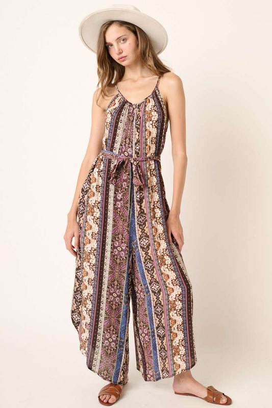 AZTEC PRINT WIDE LEG JUMPSUIT