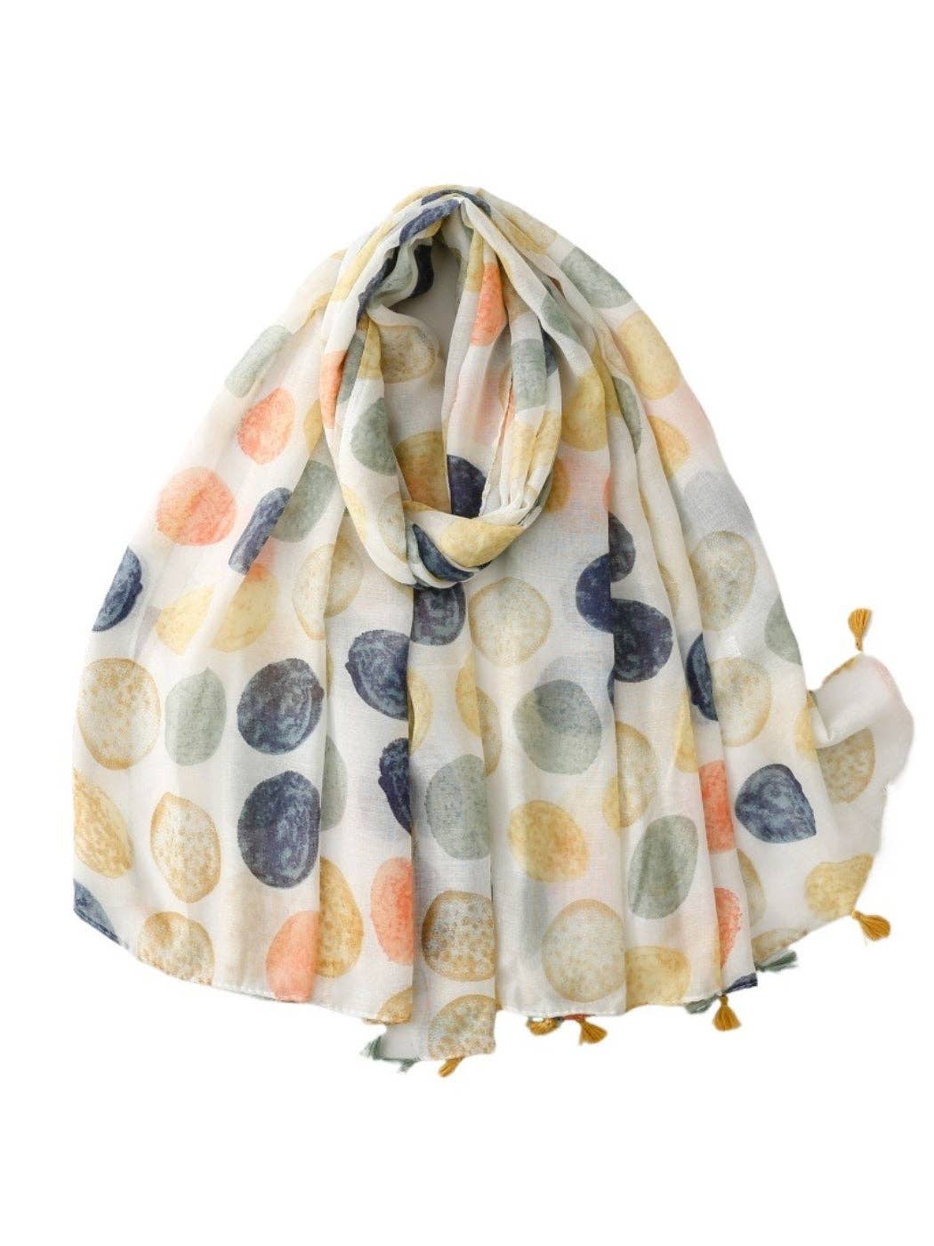 Watercolor Dot Tassel Scarf