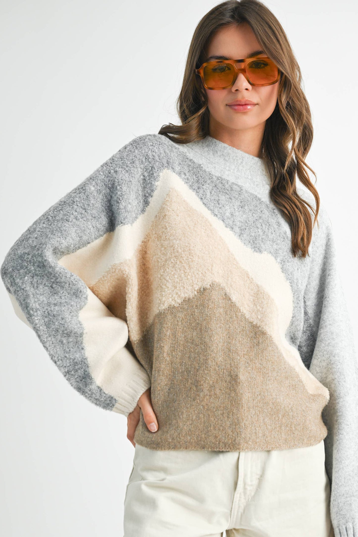 Abstract Mountain Mockneck Sweater