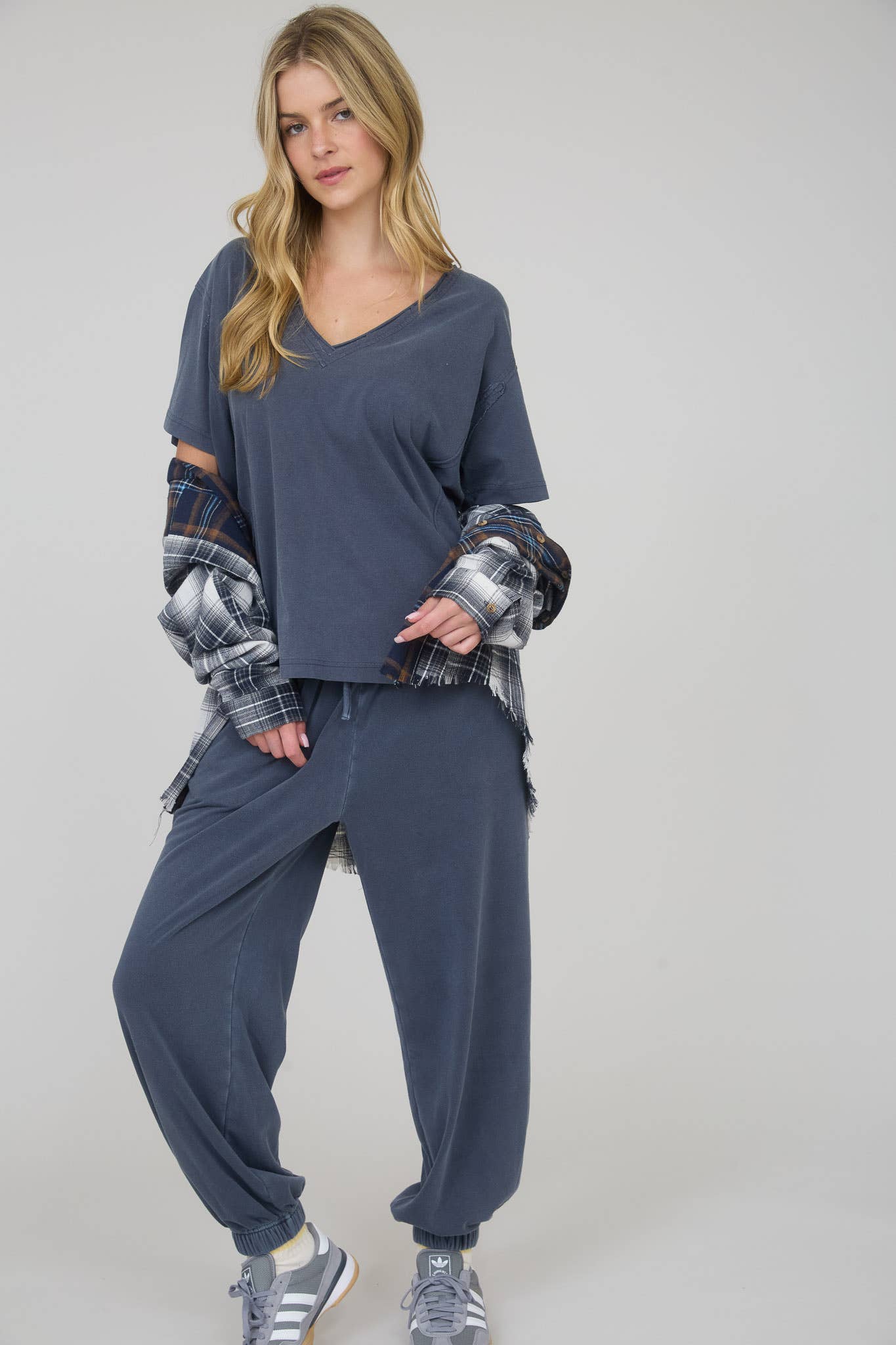 WASHED DRAWSTRING WAIST JOGGERS