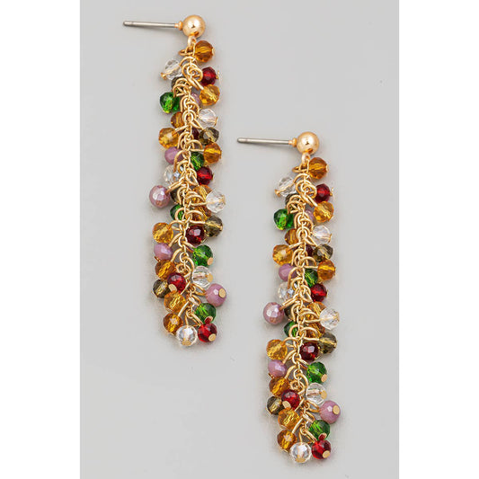 Faceted Beaded Chain Dangle Earrings