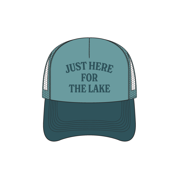Just Here For The Lake Foam Trucker - Teal/Blue