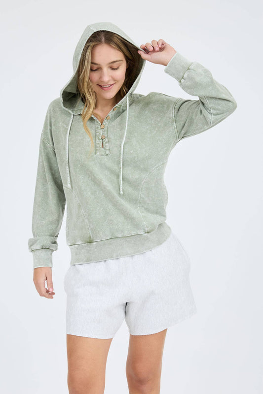 Washed Hooded Henley