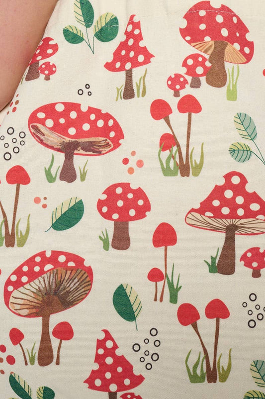 RED MUSHROOM PRINT TOTE BAGS