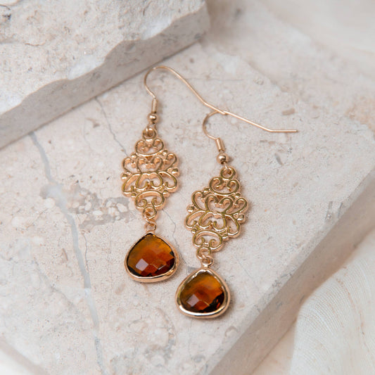 Esme Colorado Glass Bead Filigree Drop Earring