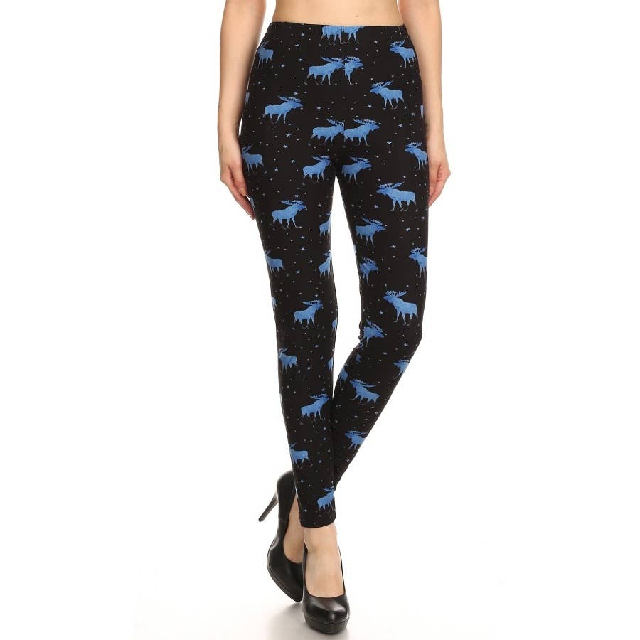 Moose Print Buttery Soft High Waist Leggings