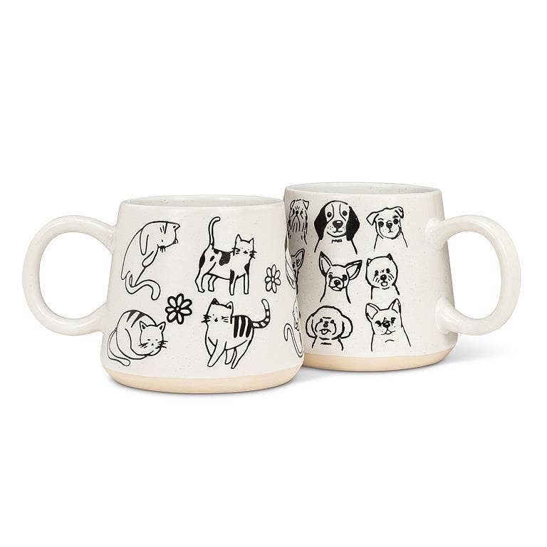 Oversized Mug with Dogs-4"H(17oz)