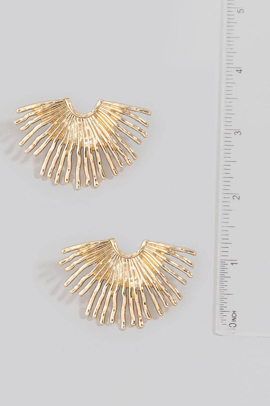 Solid Thin Metallic Fringe Stud Earrings