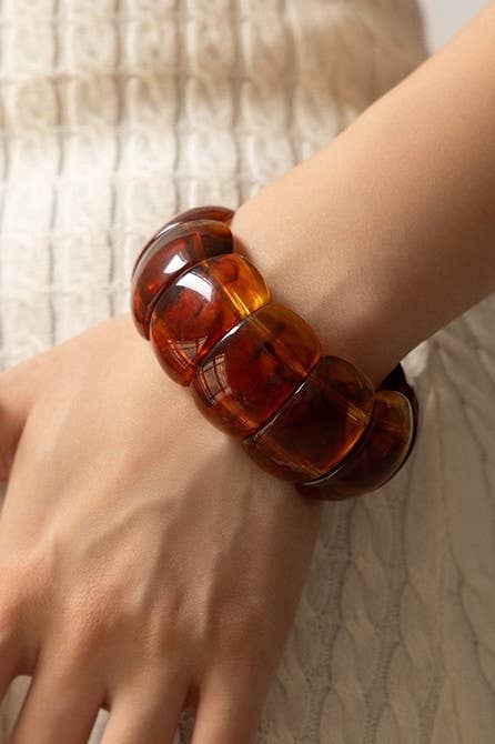 Color-Block Acrylic Stretch Cord Bracelet | 40B5195